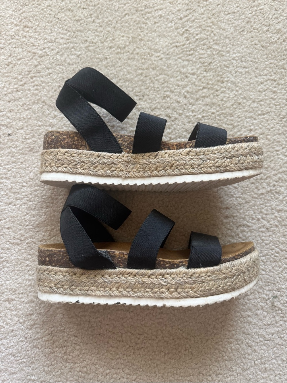 Steve Madden Kimmie Platform Espadrille Sandals Black Size 8